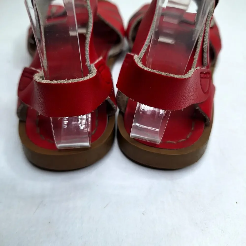 Salt Water Classic Leather Sandals Girls 1 Red Open Toe Ankle Strap Girls